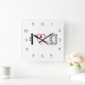 I Love Music Wall Clock Gift for Music Lovers Vierkante Klok (Huis)
