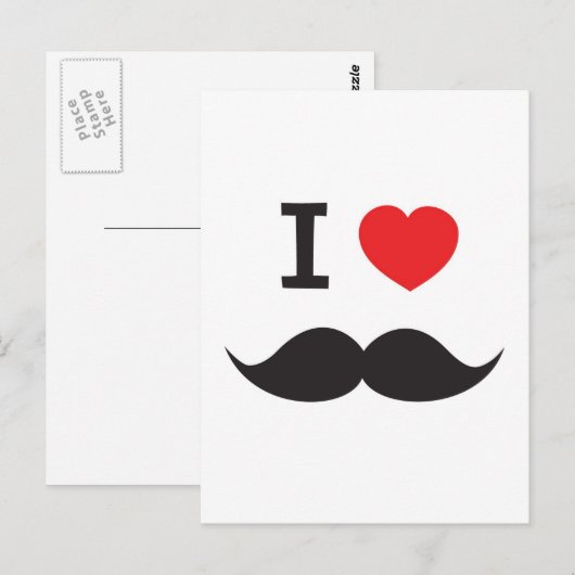 I Love Mustache Briefkaart (Voorkant / Achterkant)