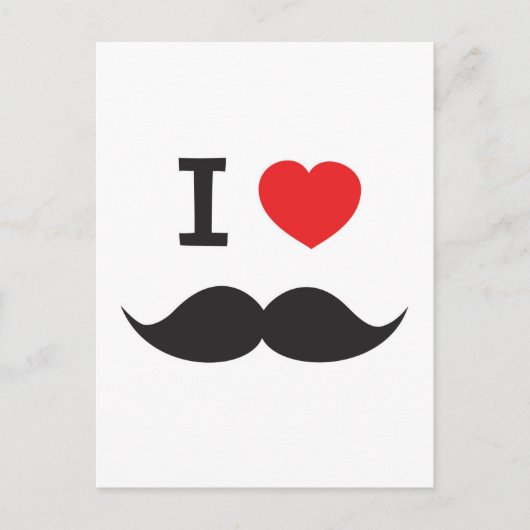 I Love Mustache Briefkaart (Voorkant)