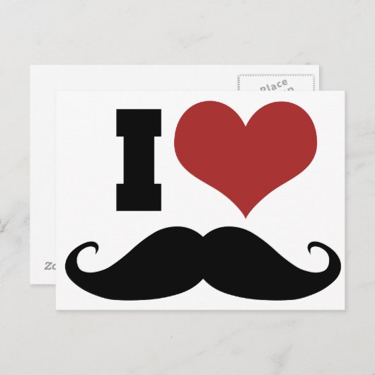 I Love Mustache Briefkaart (Voorkant / Achterkant)