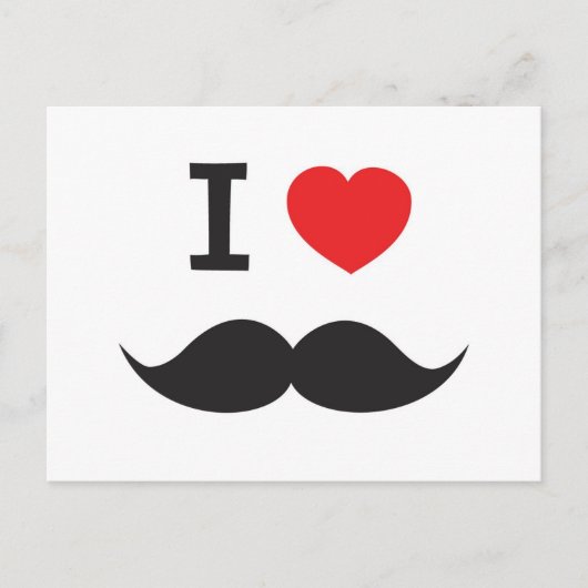 I Love Mustache Briefkaart (Voorkant)