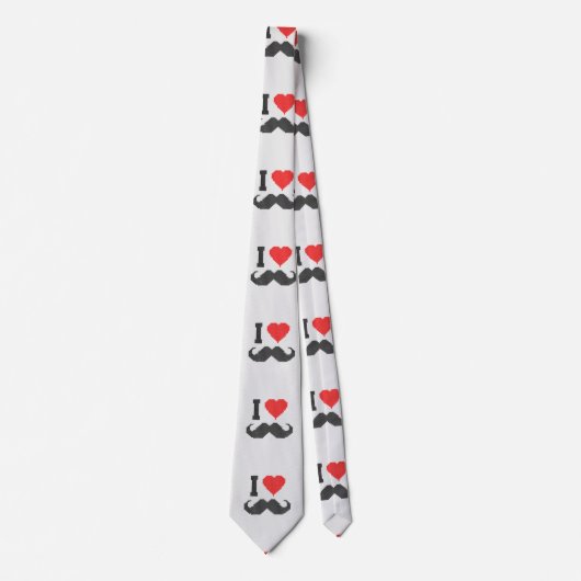 I Love Mustache in Knitting Motif Style Stropdas (Voorkant)