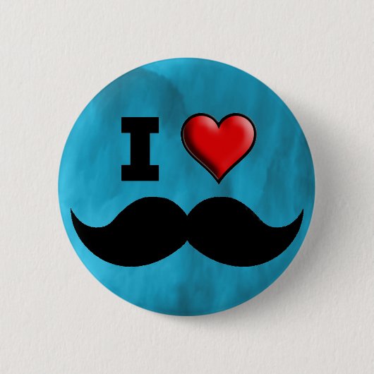 I Love Mustache Mustache Stache Ronde Button 5,7 Cm (Voorkant)