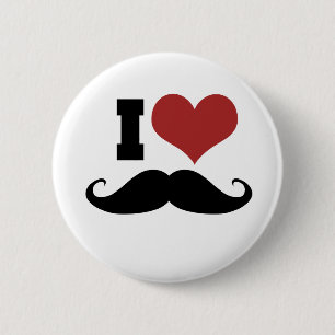 I Love Mustache Ronde Button 5,7 Cm