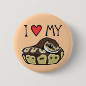 "I Love My Ball Python" Cute Snake Drake Button (Voorkant)