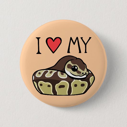 "I Love My Ball Python" Cute Snake Drake Button (Voorkant)