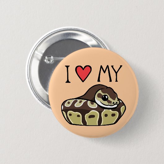"I Love My Ball Python" Cute Snake Drake Button (Voorkant /achterkant)