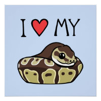 "I Love My Ball Python" Cute Snake Drake Poster