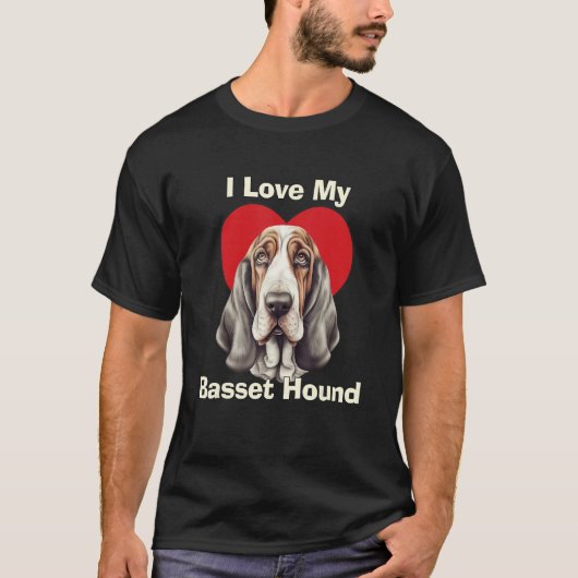 I Love My Basset Hound Puppy Dog T-shirt (Voorkant)