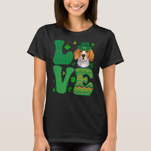 I Love My Beagle Dog Leprechaun Shamrocks Saint Pa T-shirt (Voorkant)
