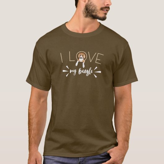 I Love My Beagle - Minimalist Beagle Dog Letter T-shirt (Voorkant)