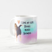 I Love My BEAGLE Naam toevoegen Custom Cartoon Dog Koffiemok (Voorkant links)