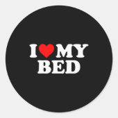 I Love My Bed - Red Heart  Ronde Sticker (Voorkant)