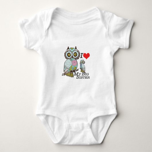 I-Love My-Big Sister Uilen Meerdere Product Select Romper (Voorkant)