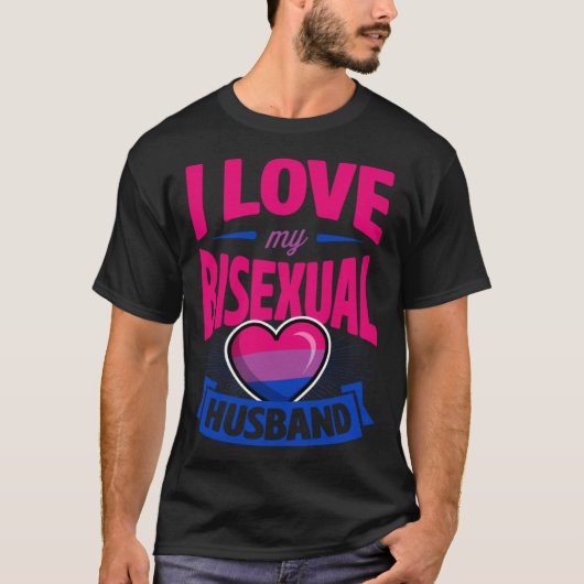 I Love My Bisexual Husband Cute Bi Pride Anniversa T-shirt (Voorkant)