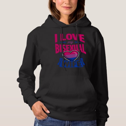 I Love My Bisexual Wife Cute Bi Pride Anniversary Hoodie (Voorkant)