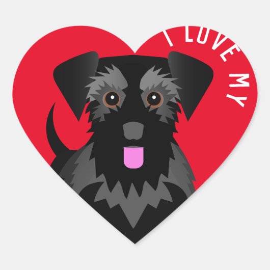 I Love My Black Schnauzer Miniature or Standard Hart Sticker (Voorkant)