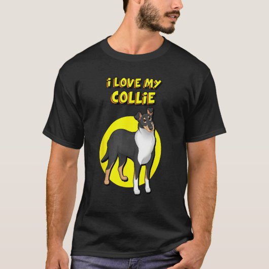 I Love My Black White & Tan Smooth Collie T-shirt (Voorkant)