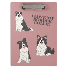 I Love My Border Collie Cute Minimal Clipboard Klembord