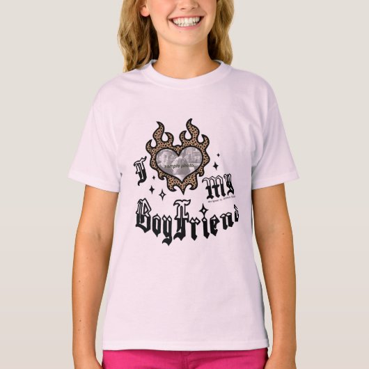 I Love My Boyfriend - Cheetah - DingusDesign T-shirt (Voorkant)