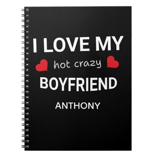 I love my boyfriend - Custom name Valentine Gift Notitieboek (Voorkant)