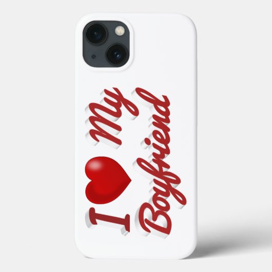 I Love My Boyfriend cute red text iPhone Case (Achterkant)