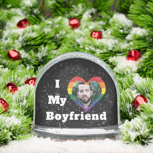 I Love My Boyfriend Gay Pride LGBTQ Custom Photo Sneeuwbol (Kerstmis)