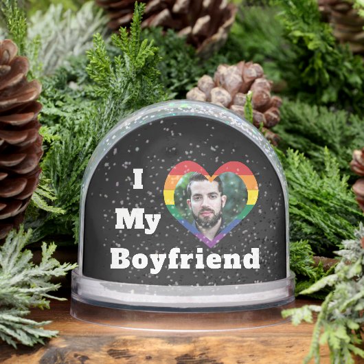 I Love My Boyfriend Gay Pride LGBTQ Custom Photo Sneeuwbol (Winter)