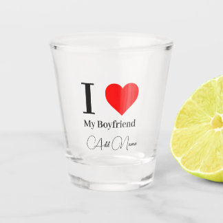 I love My Boyfriend & Red Heart Personalized Shot Glas