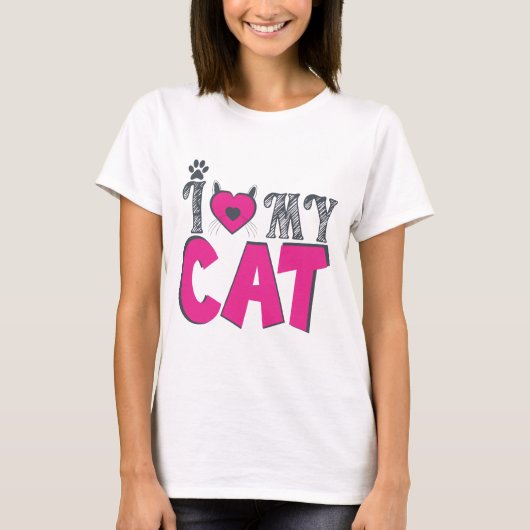 I Love My Cat – Cute Pet Lover Design T-shirt (Voorkant)