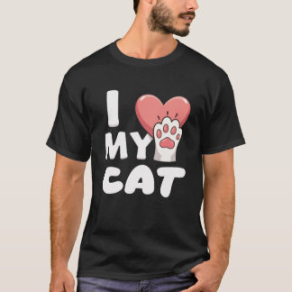I Love My Cat - Schattige Cat Paw-ontwerp T-shirt