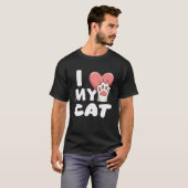 I Love My Cat - Schattige Cat Paw-ontwerp T-shirt (Voorkant volledig)