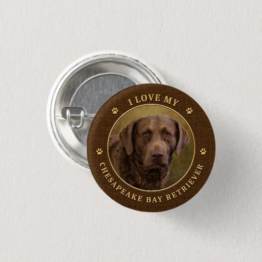 I Love My Chesapeake Bay Retriever Button (Voorkant /achterkant)