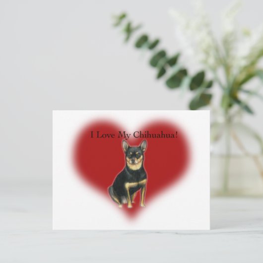 "I Love My Chihuahua" Briefkaart Dog Art (Staand voorkant)