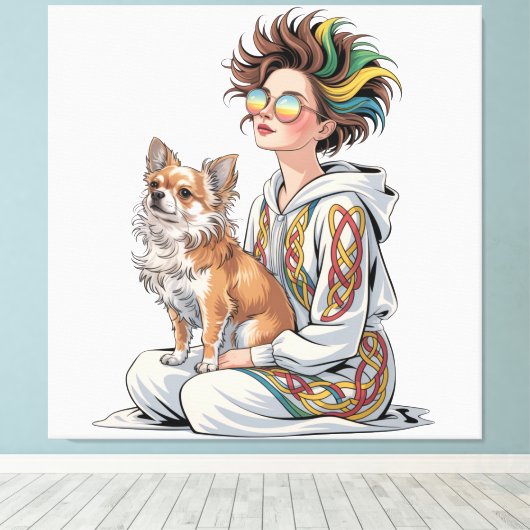 i love my chihuahua canvas afdruk (Insitu (Houten vloer))