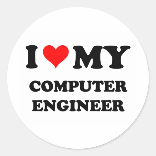 I Love My Computer Engineer Ronde Sticker (Voorkant)