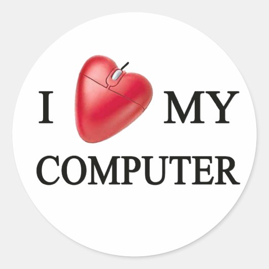 I LOVE MY COMPUTER RONDE STICKER (Voorkant)