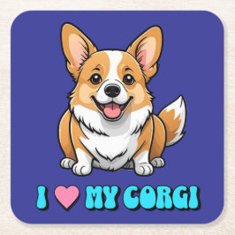 I Love My Corgi Kartonnen Onderzetters