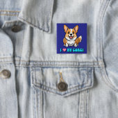 I Love My Corgi Vierkante Button 5,1 Cm (In situ)