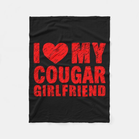 I Love My Cougar Girlfriend Heart Valentine Couple Fleece Deken (Voorkant)