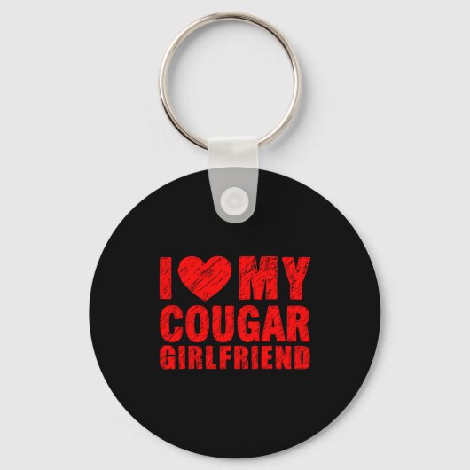 I Love My Cougar Girlfriend Heart Valentine Couple Sleutelhanger (Voorkant)