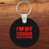 I Love My Cougar Girlfriend Heart Valentine Couple Sleutelhanger (Voorkant)