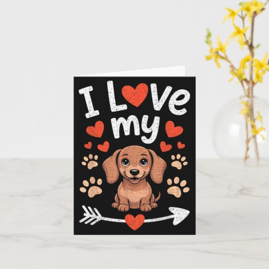 I Love My Dachshund - Wiener Dog Trainer Breeder P Kaart (Gele Bloem)