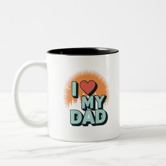 I Love My Dad Mug – Heartfelt Custom Gift Tweekleurige Koffiemok (Links)