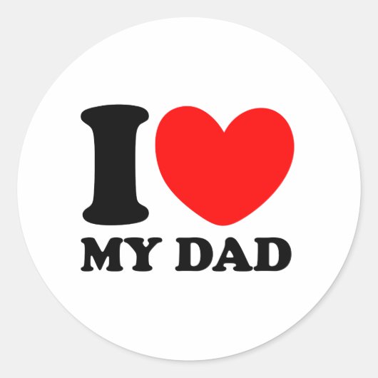 I Love My Dad Ronde Sticker (Voorkant)