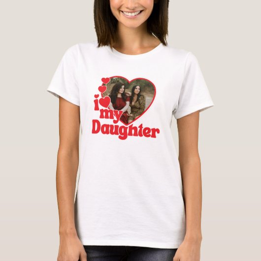 I Love My Daughter Red Heart Photo T-shirt (Voorkant)