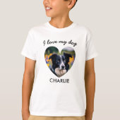 'I Love My Dog' Custom Pet Foto in Hart en Naam T-shirt (Voorkant)