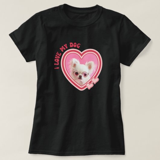 I Love My Dog Custom Photo Black T-shirt (Design voorkant)