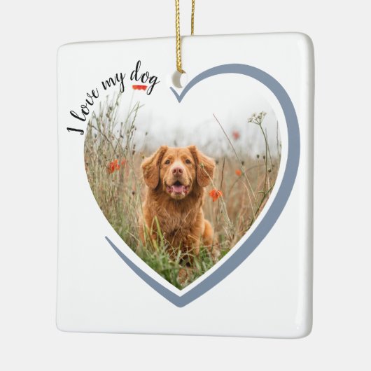 I Love My Dog Heart Photo Sierkussen Keramisch Ornament (Links)