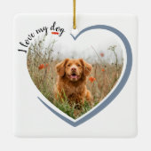 I Love My Dog Heart Photo Sierkussen Keramisch Ornament (Achterkant)